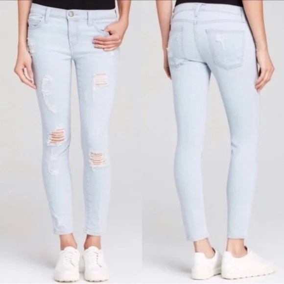 Current/Elliott The Stiletto Skinny Jeans in Chalky Indigo Shredded Size 27 - Picture 1 of 9